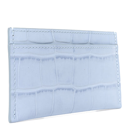 Chanel Calfskin Crocodile Embossed Crococo Card Holder Light Blue 3 of 8