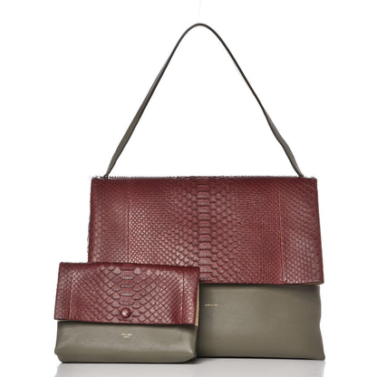 Celine Python Calfskin All Soft Shoulder Bag Burgundy 3 of 12