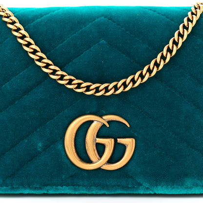 Gucci Velvet Matelasse GG Marmont Mini Bag Pavone Cyan 7 of 11