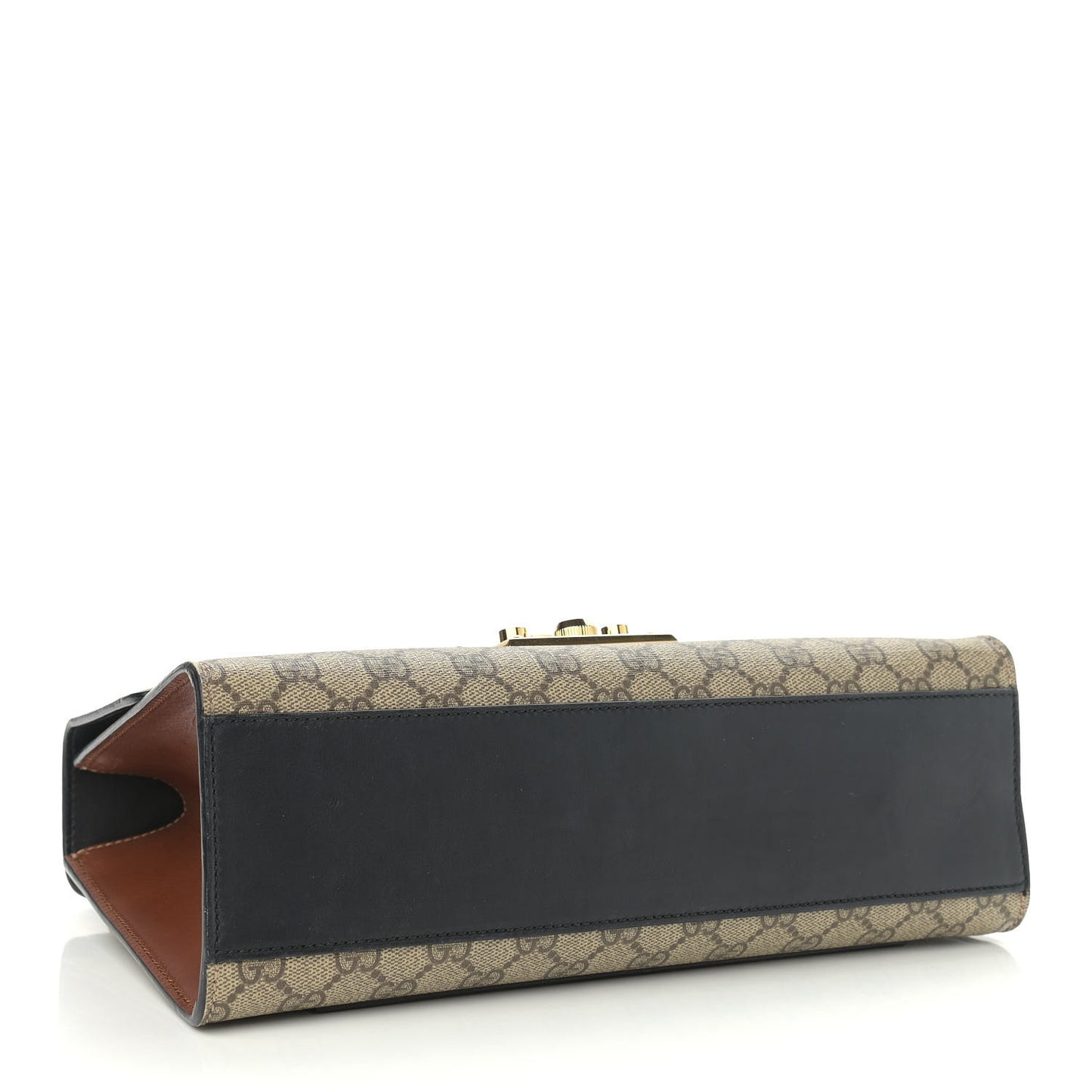 GG Supreme Monogram Calfskin Medium Padlock Shoulder Bag Beige Black Cuir