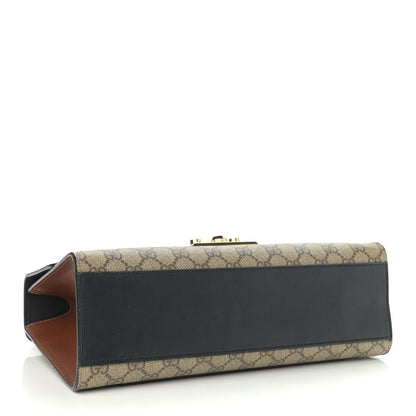 Gucci GG Supreme Monogram Calfskin Medium Padlock Shoulder Bag Beige Black Cuir 4 of 11