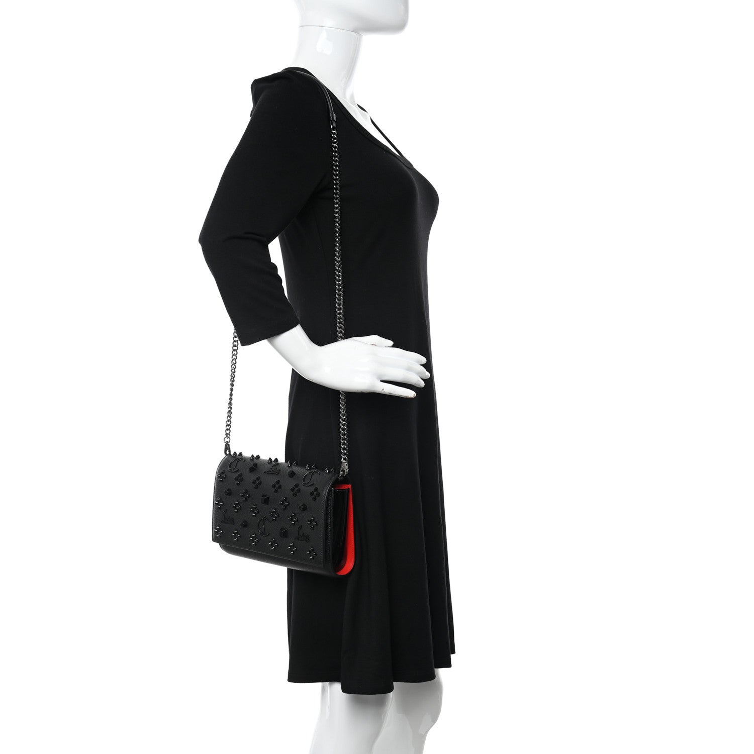 Christian Louboutin Calfskin Spikes Loubinthesky Paloma Clutch Black 2 of 10