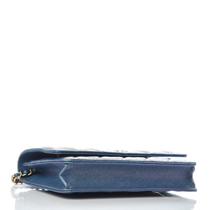 Chanel Iridescent Caviar Quilted Wallet on Chain WOC Dark Blue 4 of 11