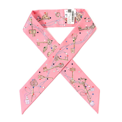 Hermes Silk Les Cles A Pois Twilly Rose Beige Multicolor 1 of 3