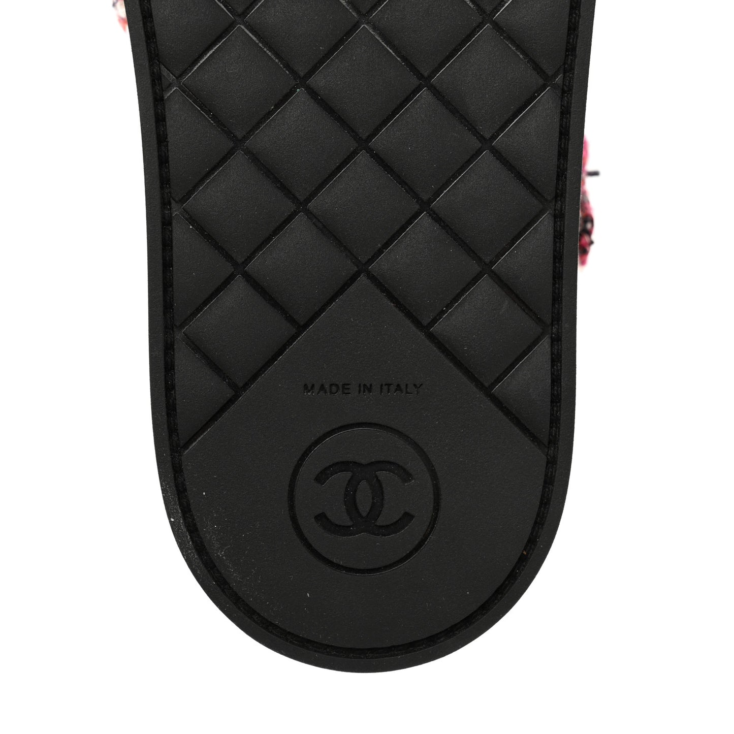 Tweed Pearl Flat Sandals 37.5 Red Black