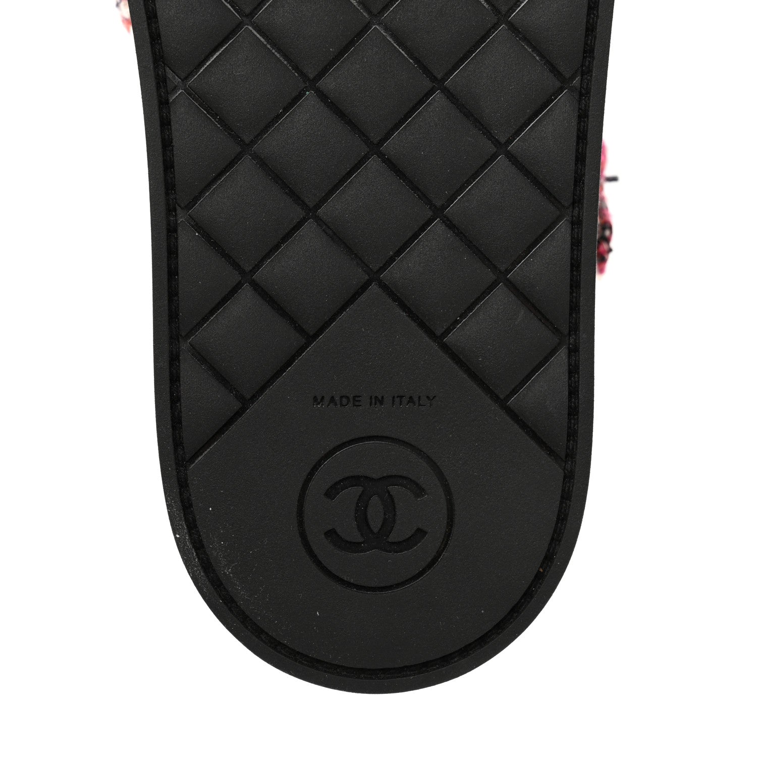 Chanel Tweed Pearl Flat Sandals 37.5 Red Black 6 of 10