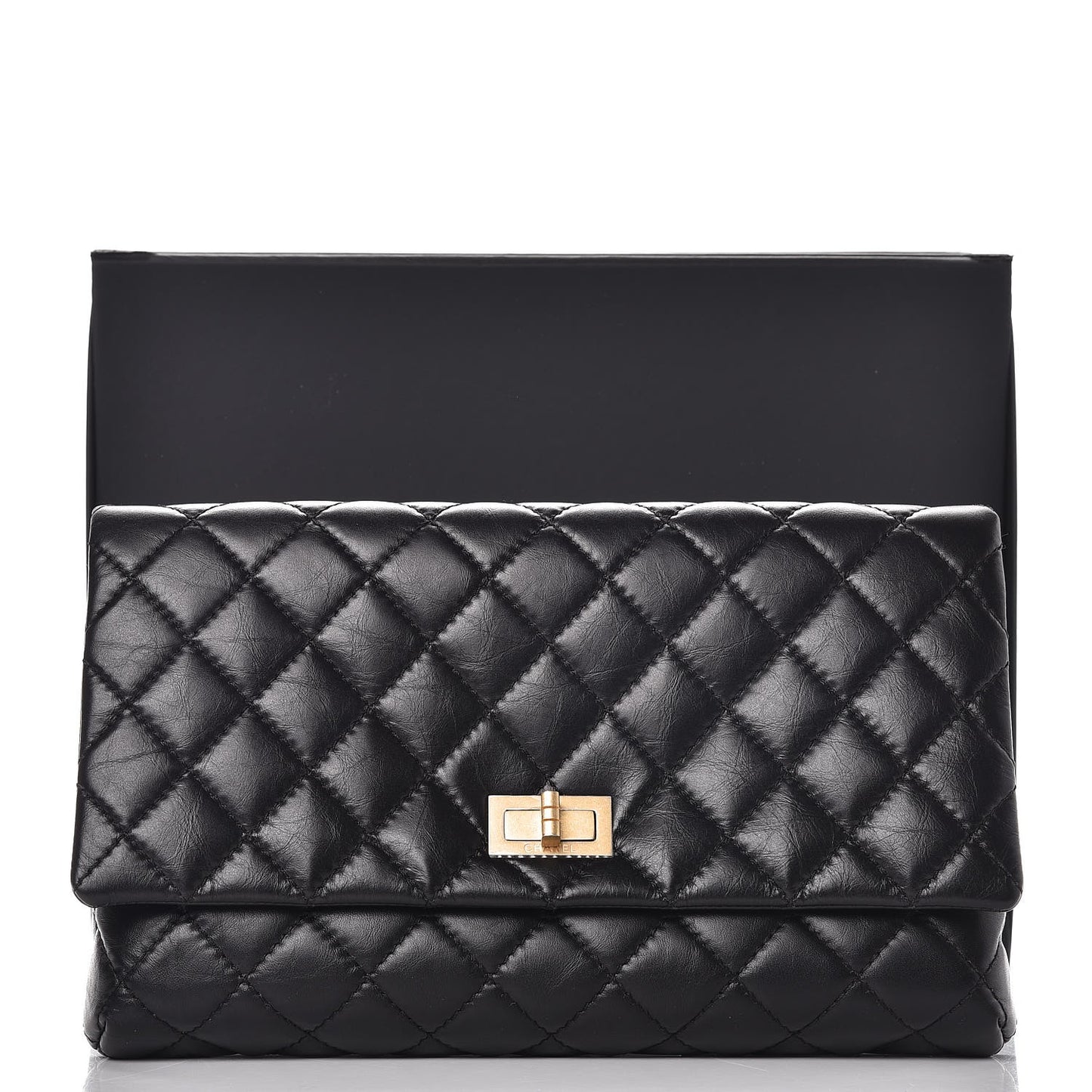 Aged Calfskin Quilted Reissue 2.55 Clutch Black