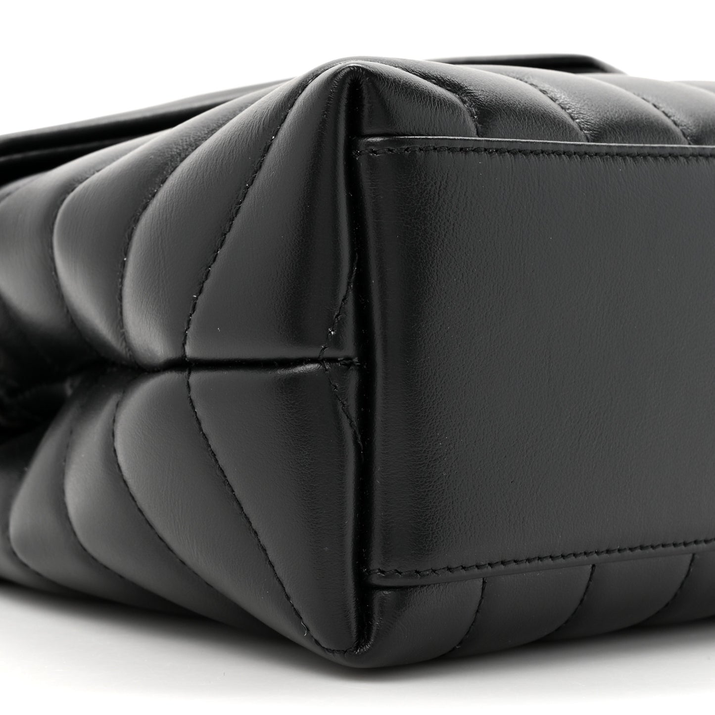 Calfskin Y Quilted Monogram Small Loulou Chain Satchel Black