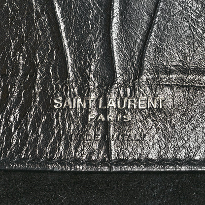 Saint Laurent Calfskin Crocodile Embossed Large Souple Sac De Jour Black 6 of 9