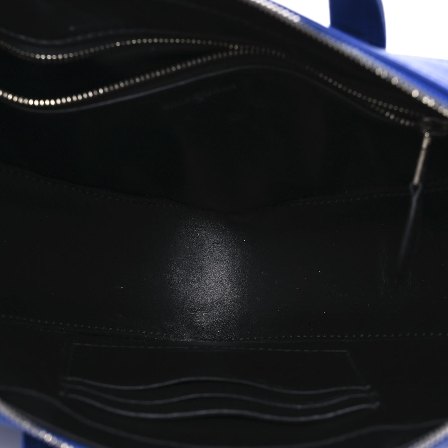 Shiny Day Calfskin Logo XS Triangle Chain Duffle Bleu Roi White