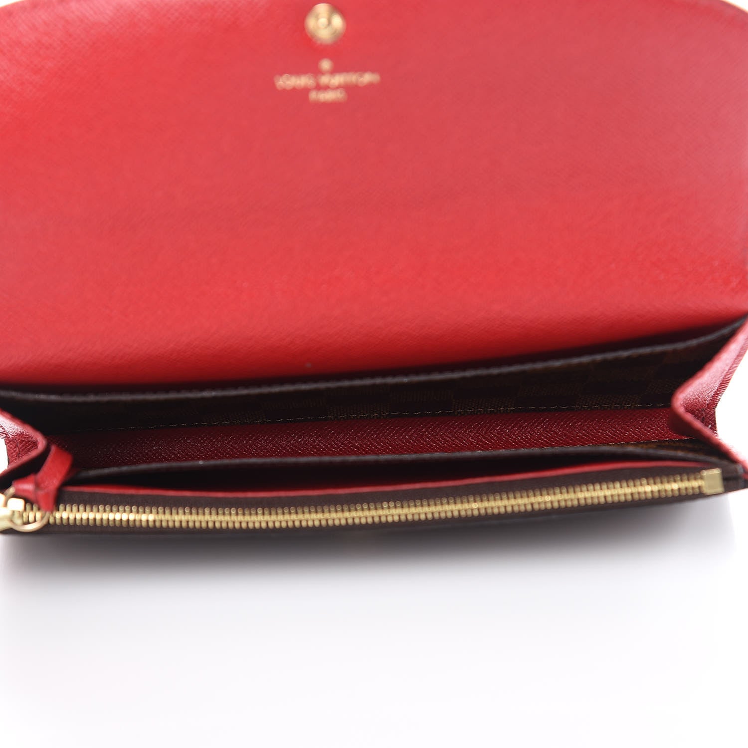 Louis Vuitton Damier Ebene Emilie Wallet Red 5 of 9