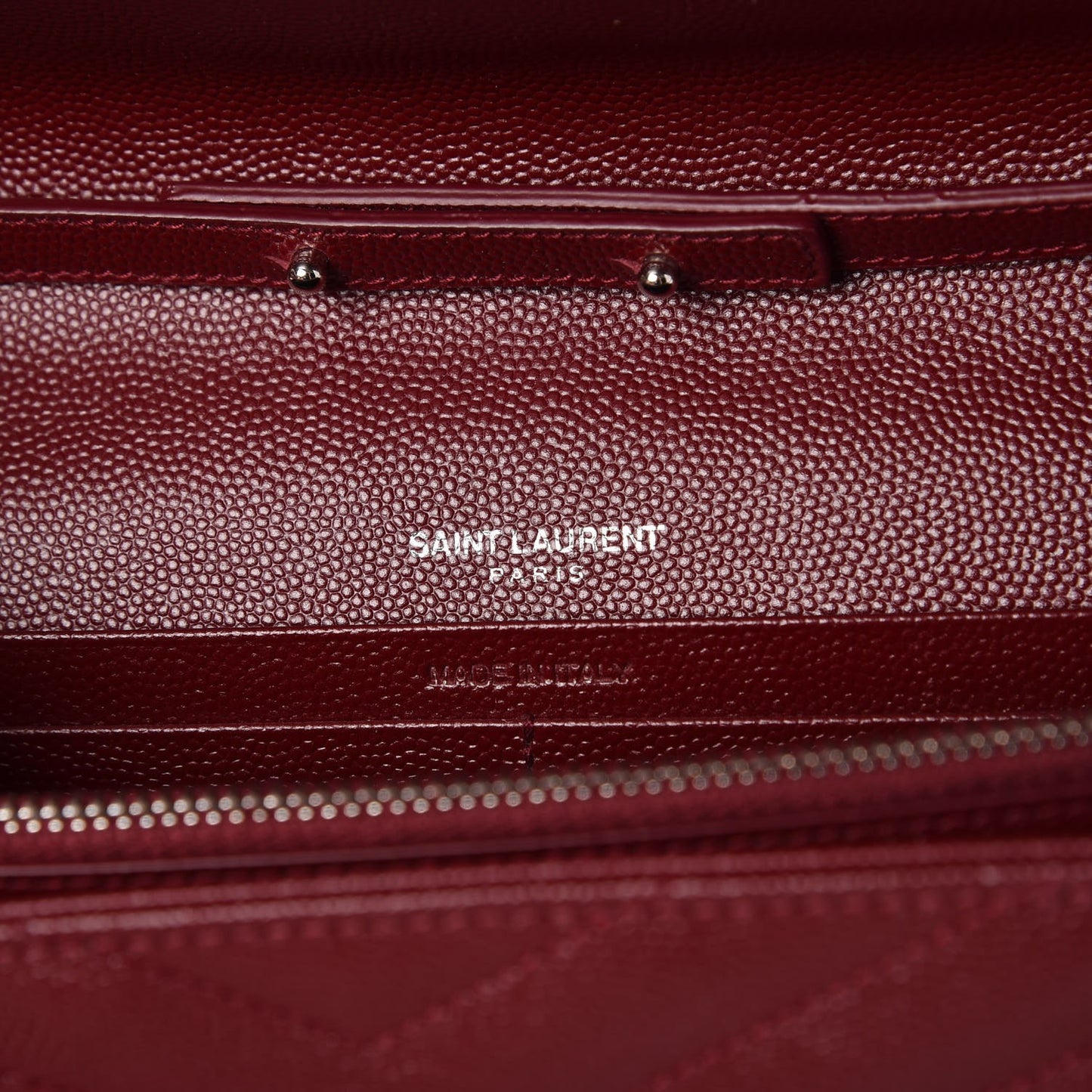 Grain De Poudre Matelasse Chevron Monogram Chain Wallet Palissandre