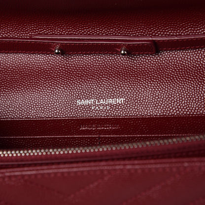 Saint Laurent Grain De Poudre Matelasse Chevron Monogram Chain Wallet Palissandre 6 of 8