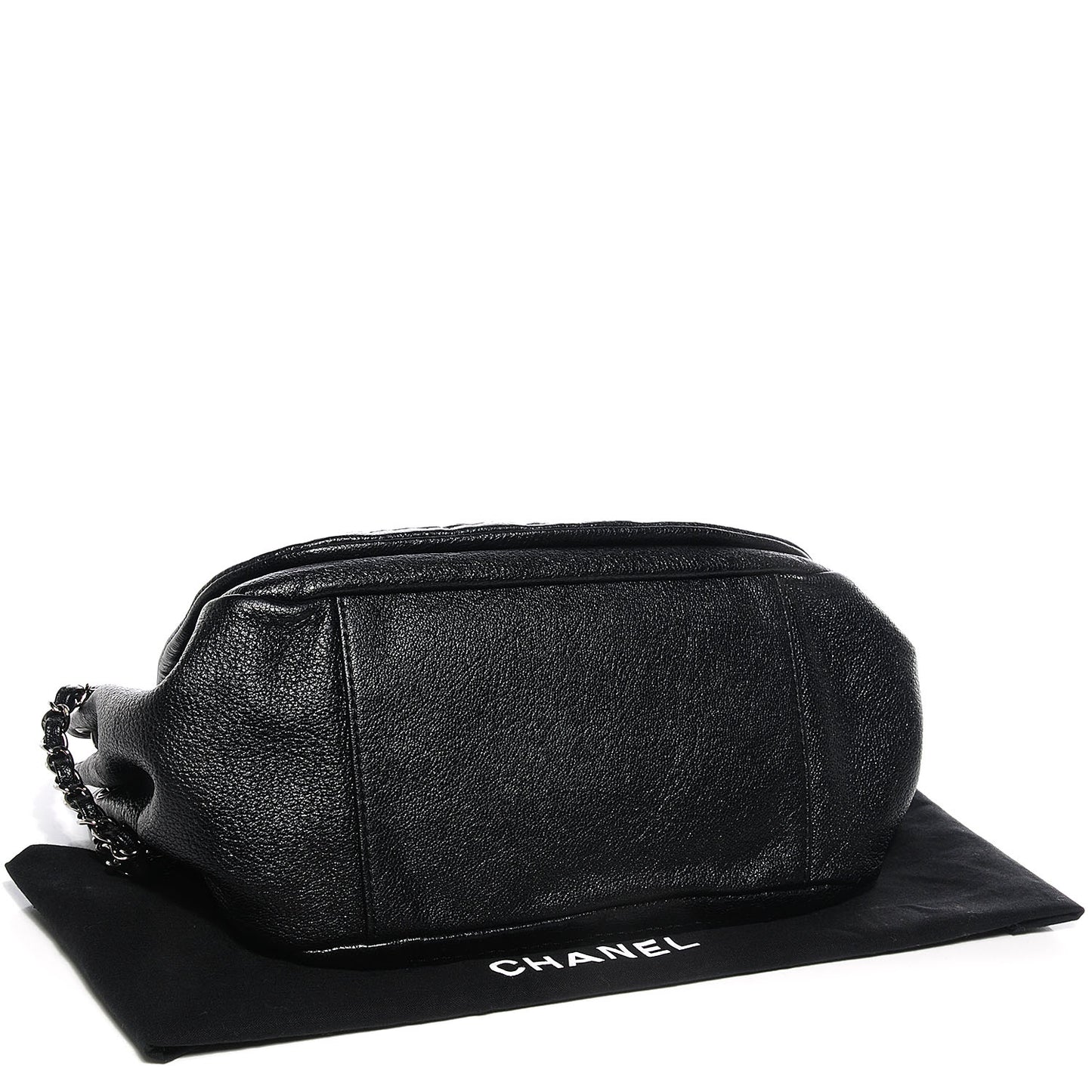 Metallic Goatskin Luxe Ligne Flap Bag Black