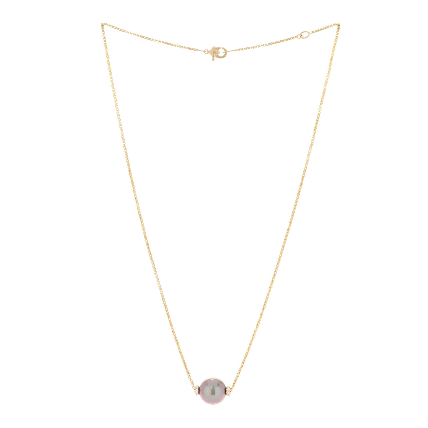 David Yurman 18K Yellow Gold Diamond Tahitian Pearl 11mm Solari Pendant Necklace 3 of 5