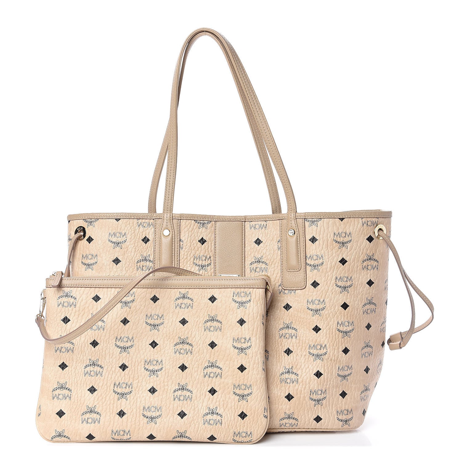 MCM Visetos Medium Liz Reversible Shopper Tote Beige 1 of 16