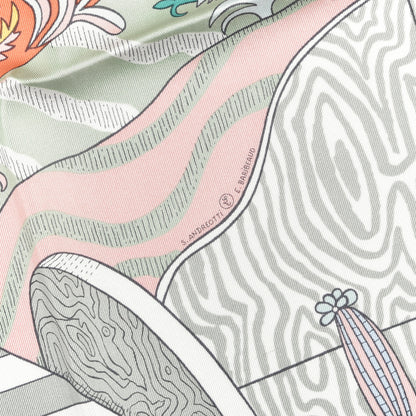 Hermes Silk Le Premier Chant Scarf 90 Abricot Ciel Vert 3 of 6