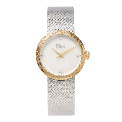 Christian Dior Stainless Steel Diamond Mother of Pearl 25mm La D De Dior Quartz Watch 1 of 6