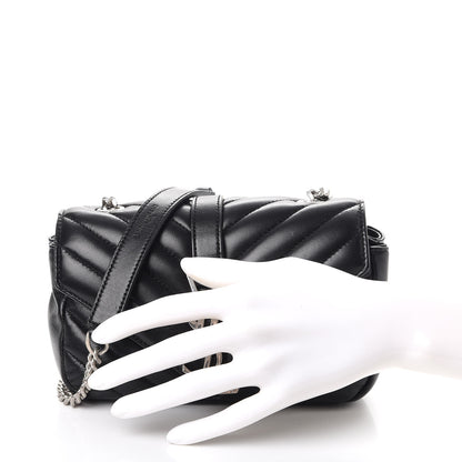 Saint Laurent Grained Calfskin Matelasse Chevron Monogram Classic Baby Chain Bag Black 3 of 8