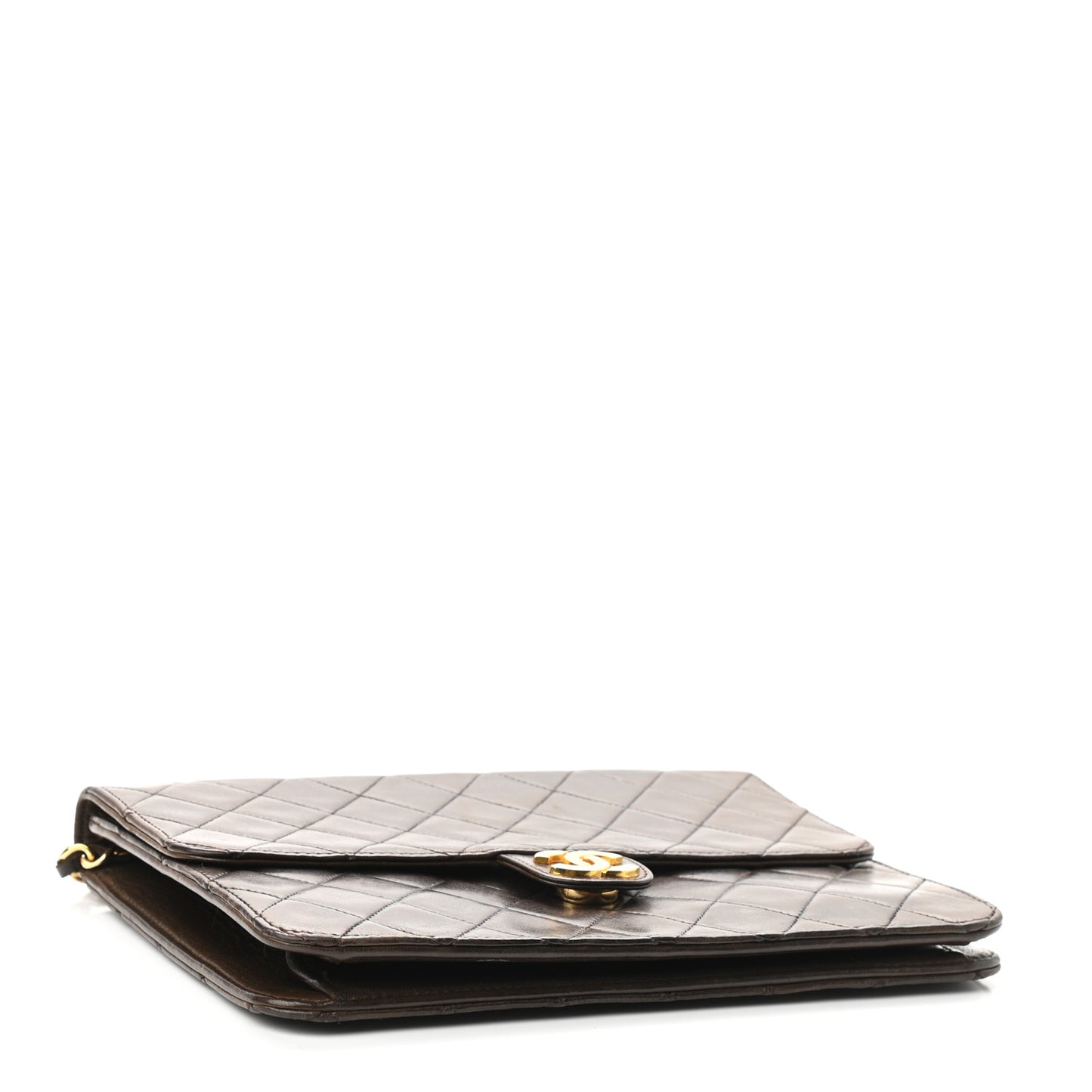 Lambskin Quilted Small Single Flap Brown