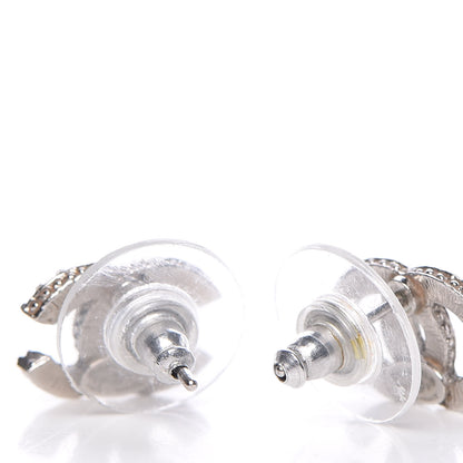 Chanel Crystal Timeless CC Earrings Silver 3 of 7