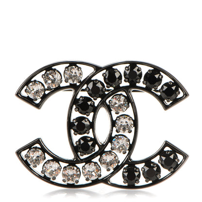 Chanel Crystal CC Brooch Black 1 of 5