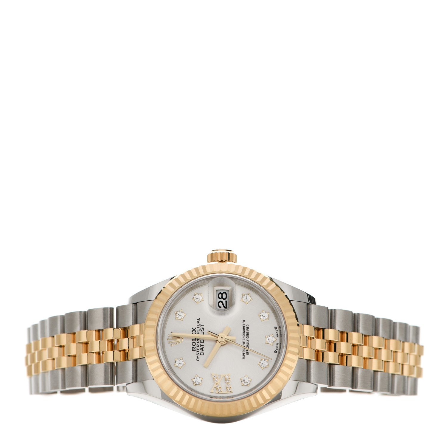 Rolex Stainless Steel 18K Yellow Gold Diamond 28mm Oyster Perpetual Datejust Watch Silver 279173 2 of 6