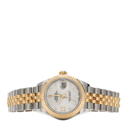 Rolex Stainless Steel 18K Yellow Gold Diamond 28mm Oyster Perpetual Datejust Watch Silver 279173 2 of 6