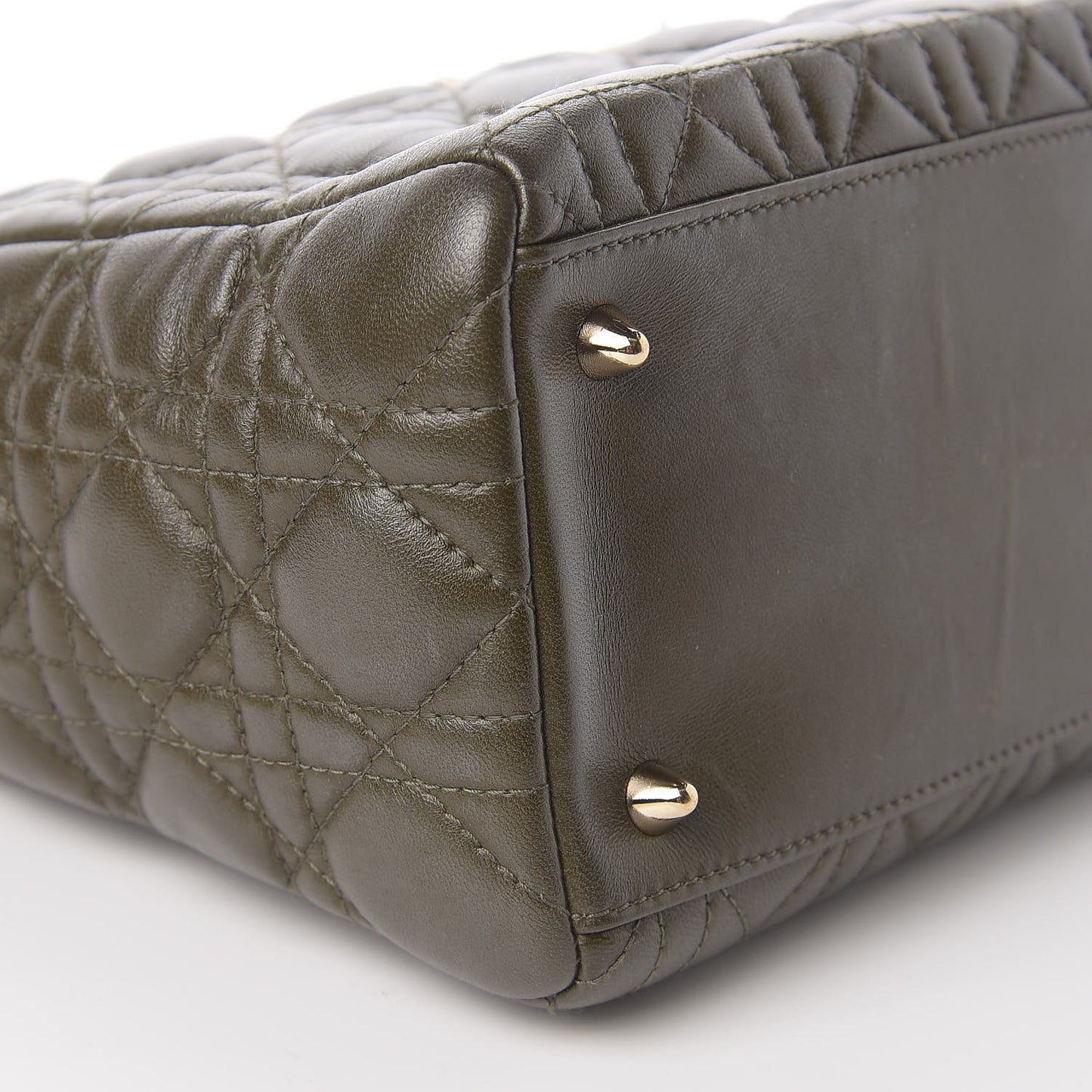 Lambskin Cannage Medium Lady Dior Olive Green