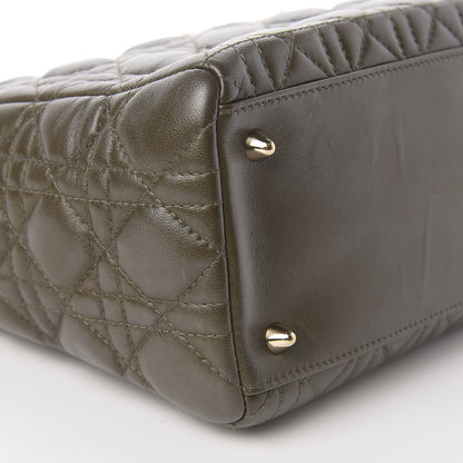 Christian Dior Lambskin Cannage Medium Lady Dior Olive Green 6 of 9