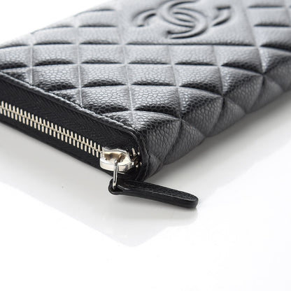 Chanel Caviar Quilted Diamond CC Gusset Zip Around Wallet Black 5 of 11
