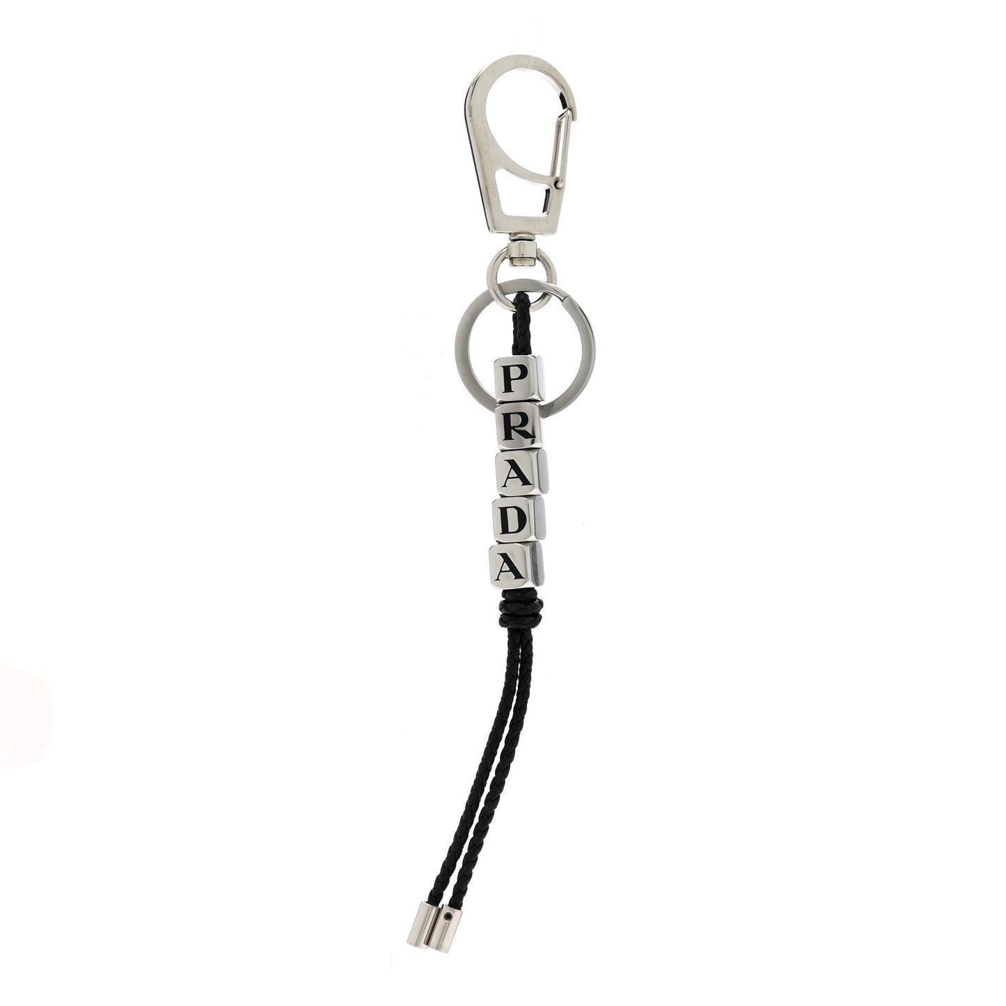 Calfskin Beaded Logo Bag Charm Black