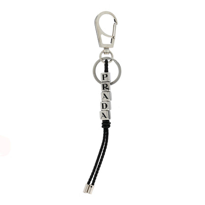 Prada Calfskin Beaded Logo Bag Charm Black 1 of 4