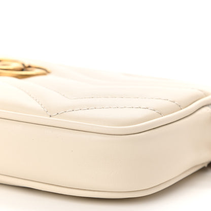 Gucci Calfskin Matelasse Mini GG Marmont Chain Crossbody Bag White 10 of 10