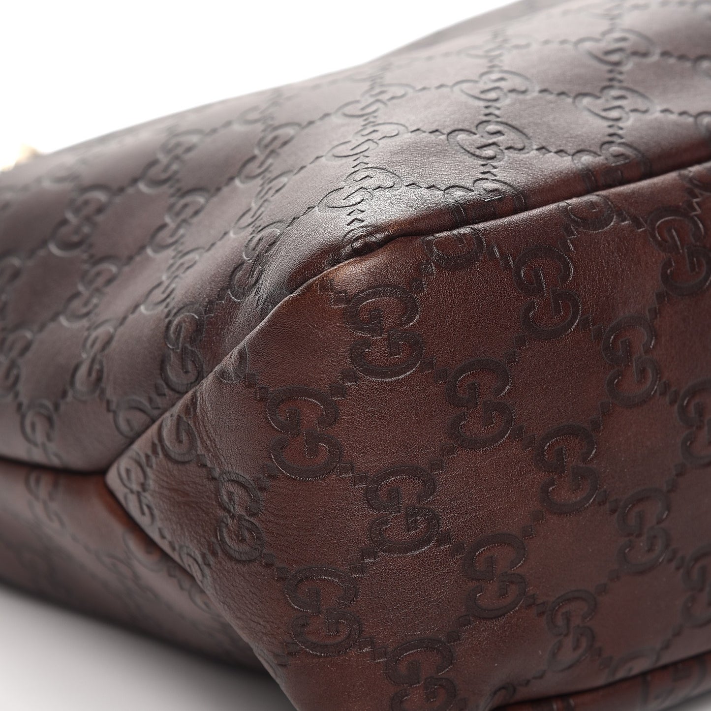 Guccissima Medium Horsebit Chain Hobo Dark Brown