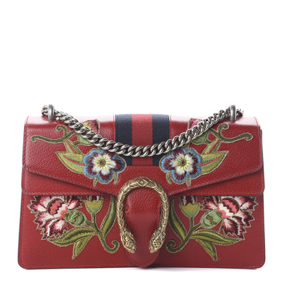 Gucci Calfskin Web Floral Embroidered Small Dionysus Shoulder Bag Hibiscus Red 1 of 7