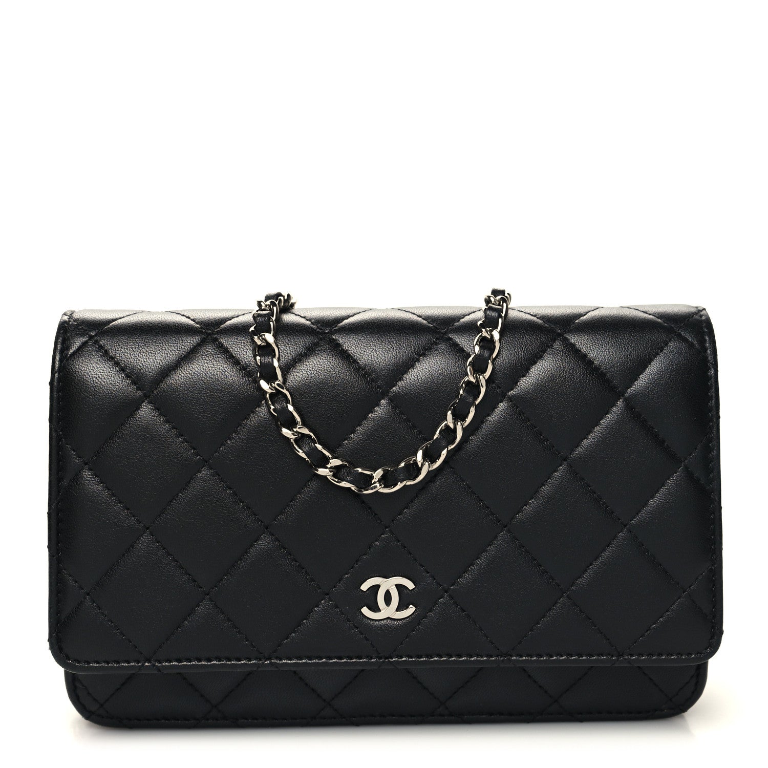 Chanel Lambskin Quilted Wallet On Chain WOC Black 1 of 13