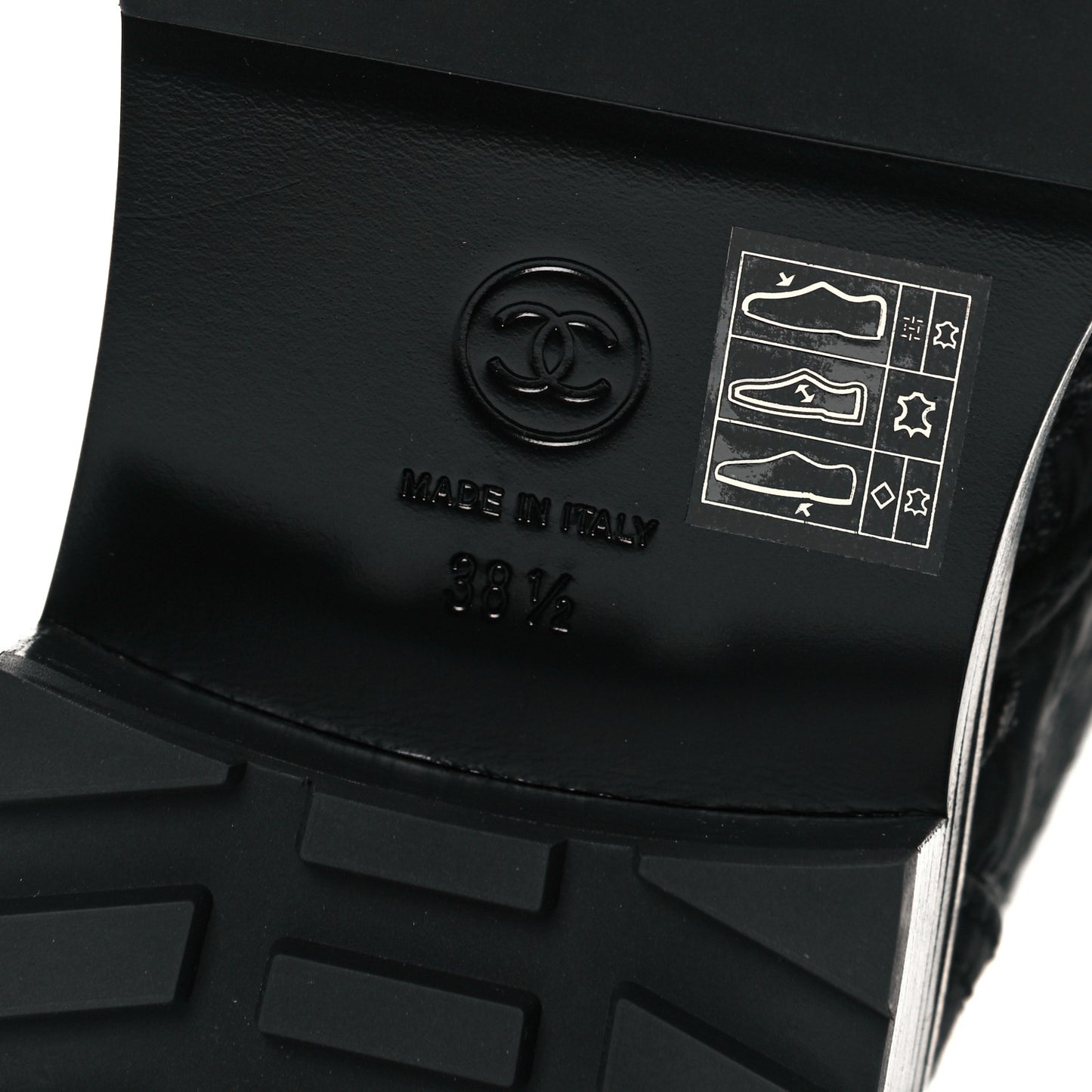 Grosgrain Pearl CC Combat Short Boots 38.5 Black