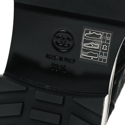 Chanel Grosgrain Pearl CC Combat Short Boots 38.5 Black 6 of 7