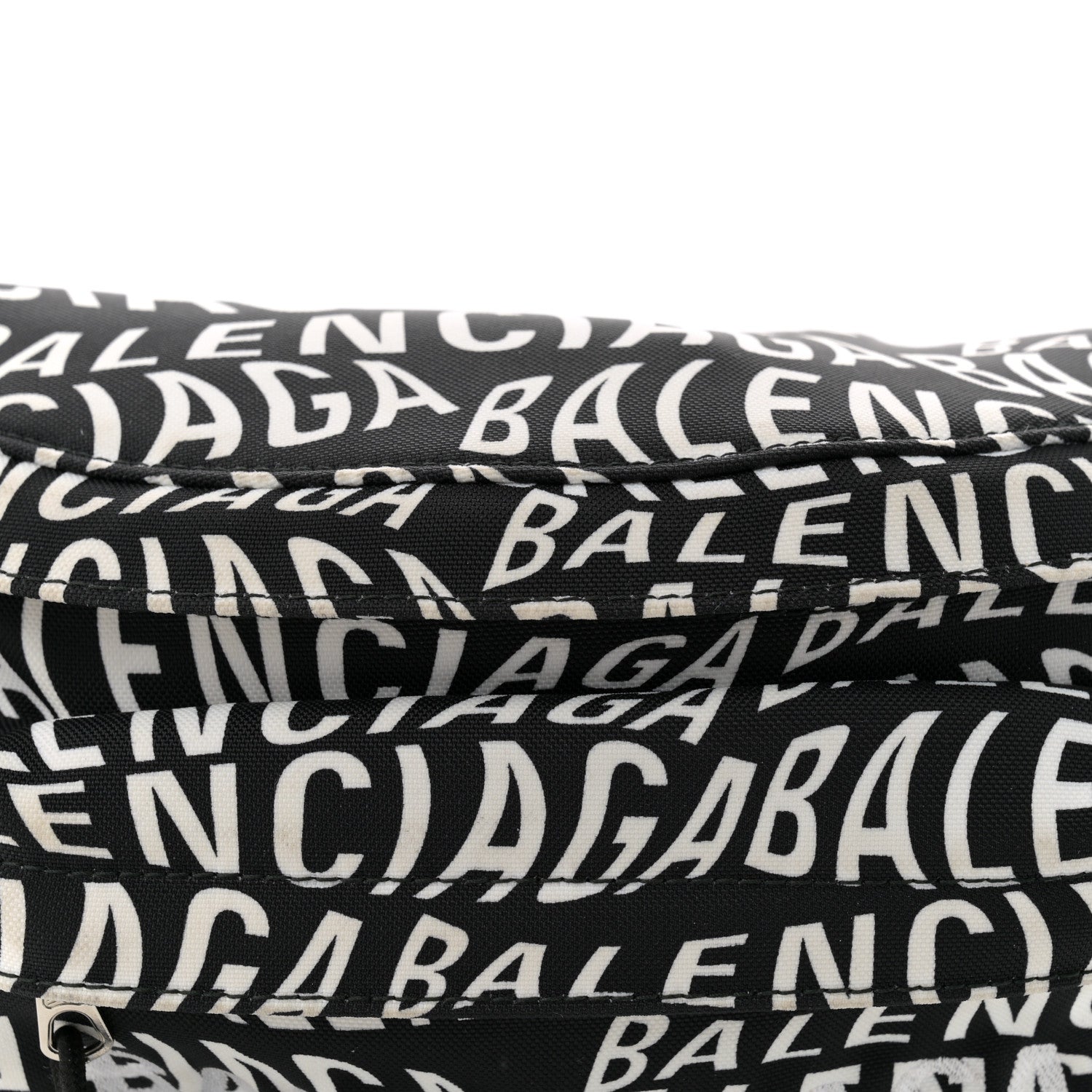Balenciaga Nylon Wave Logo Print Wheel Beltpack Black White 8 of 12