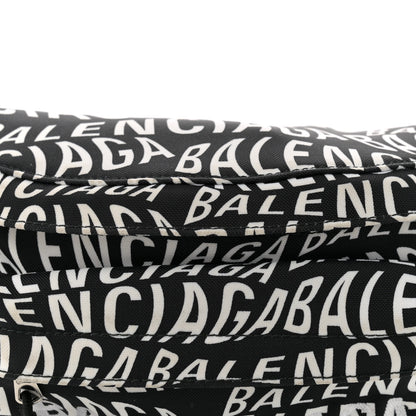 Balenciaga Nylon Wave Logo Print Wheel Beltpack Black White 8 of 12