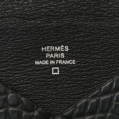 Hermes Matte Alligator Calvi Card Case Black 6 of 14