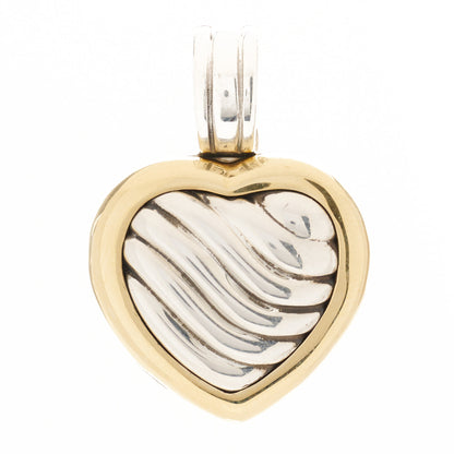 David Yurman Sterling Silver 18K Yellow Gold Cable Heart Locket Enhancer Pendant 1 of 7