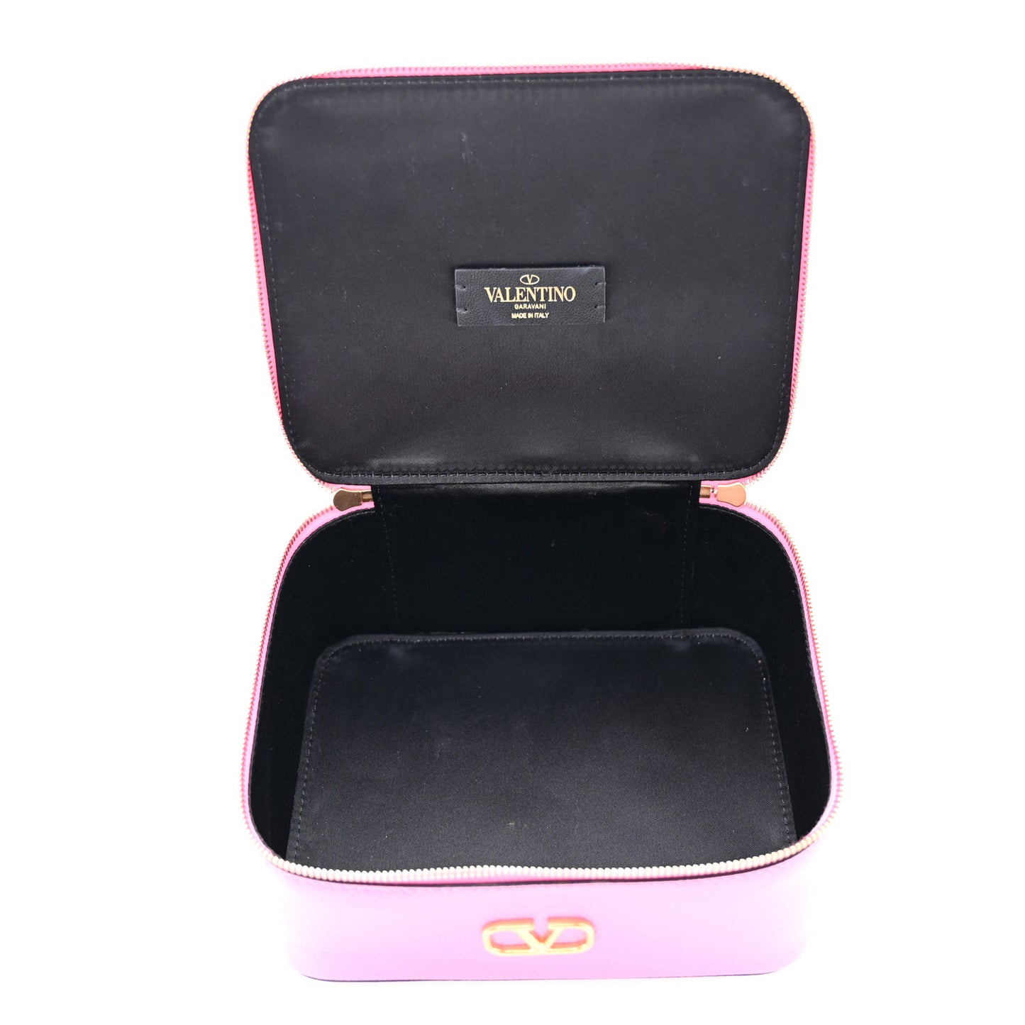 Grained Calfskin VLogo Signature Wash Bag Feminine Pink
