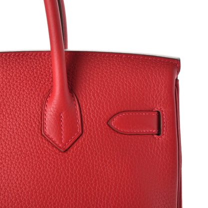 Hermes Taurillon Clemence Birkin 30 Rouge Garance 12 of 36