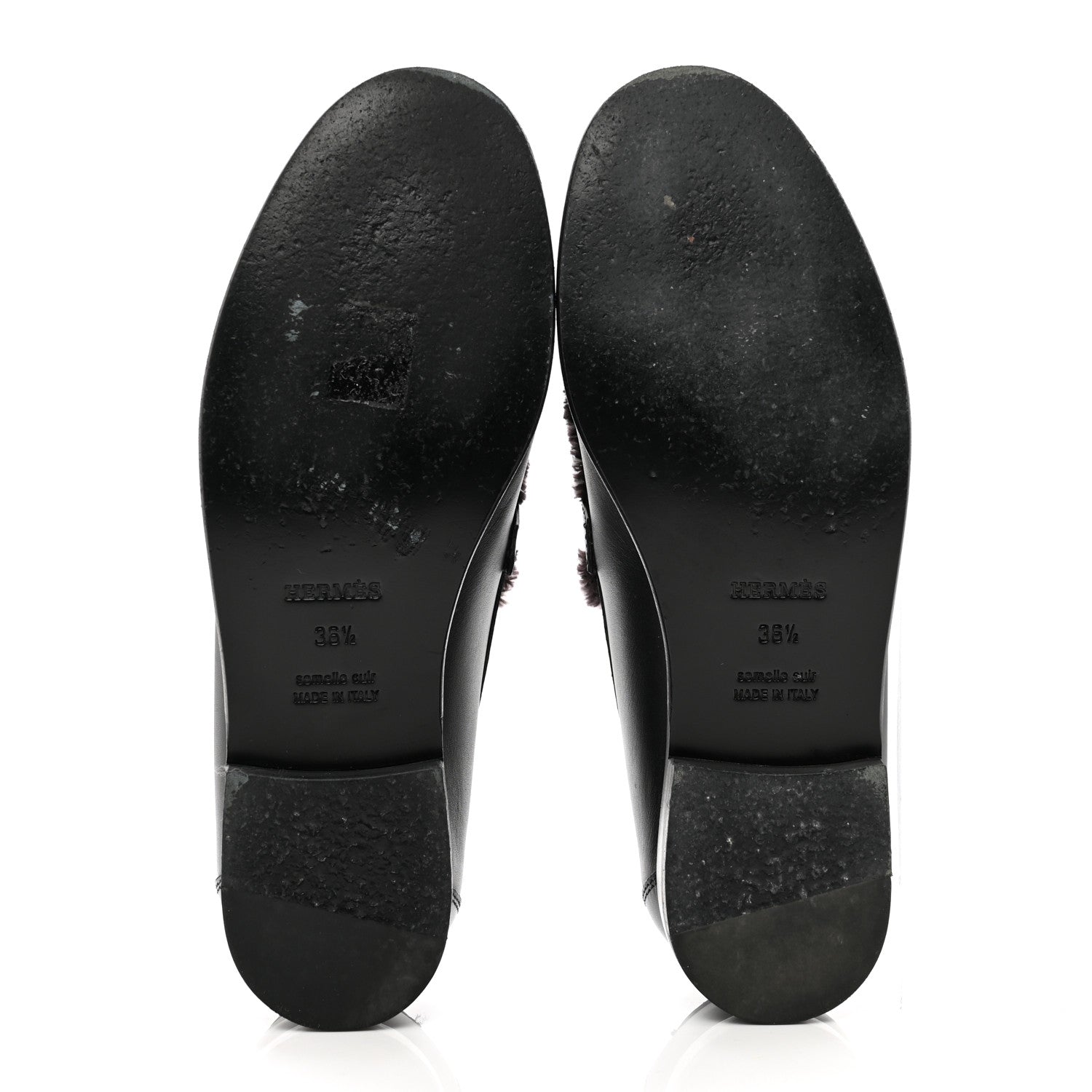 Hermes Toile Calfskin Fray Womens Destin Loafer 36.5 Black Prunoir 5 of 8