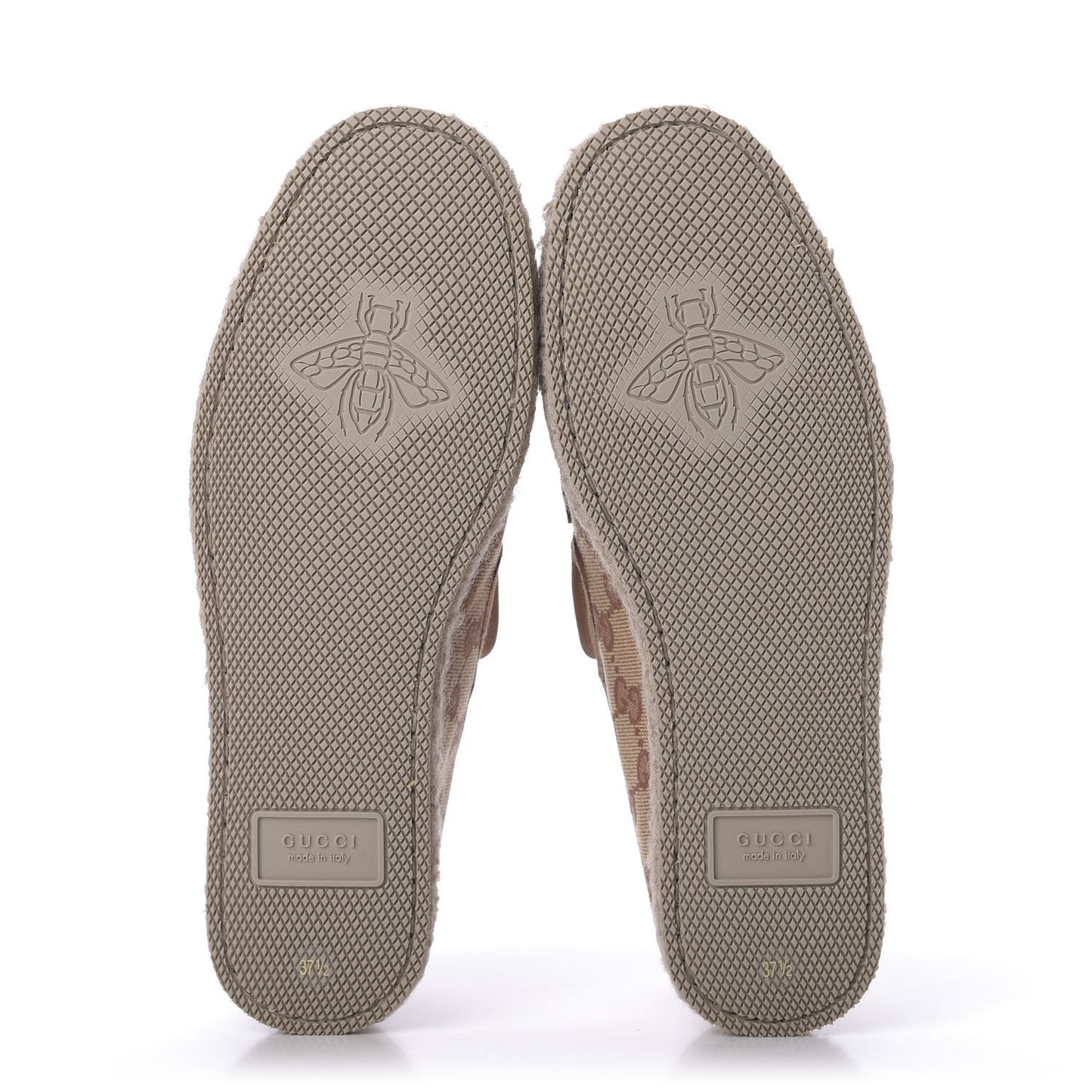 GG Monogram Womens Fria Horsebit Loafers 37.5 Beige Ruggine