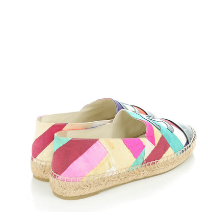 Chanel Fabric Striped Patent CC Espadrilles 39 Multicolor Black 4 of 9