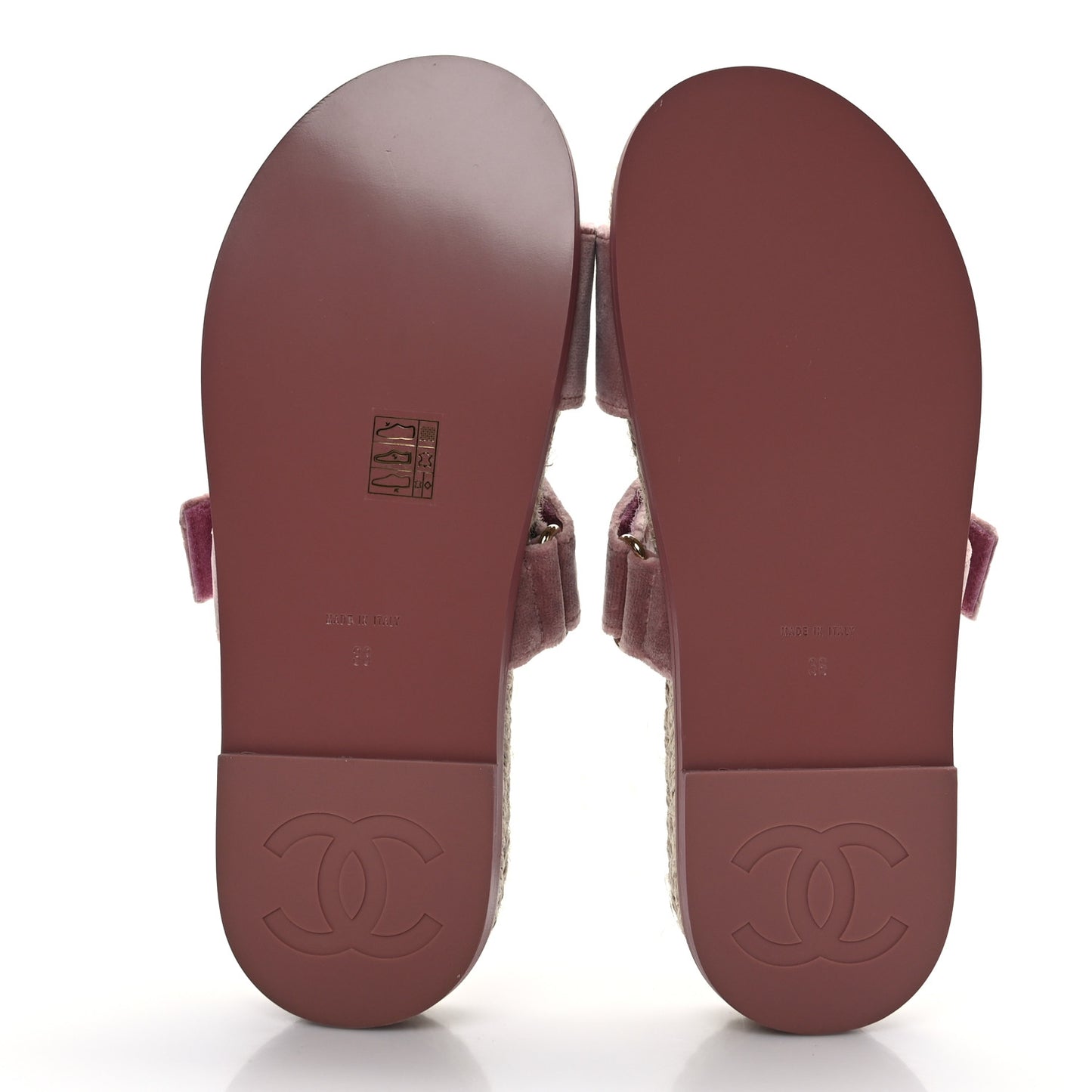 Velvet Elastic Flat Mules 38 Dark Pink