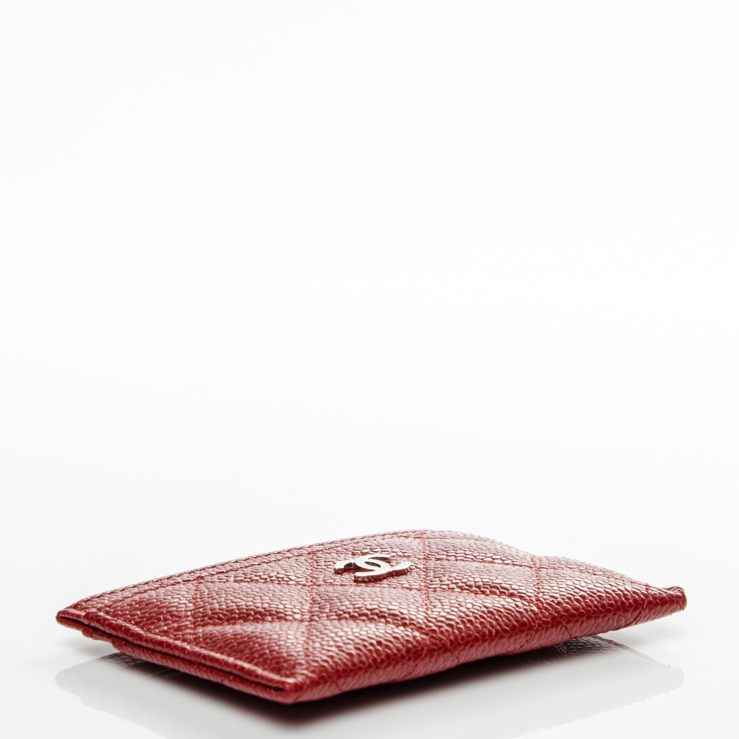 Caviar Quilted Card Holder Red